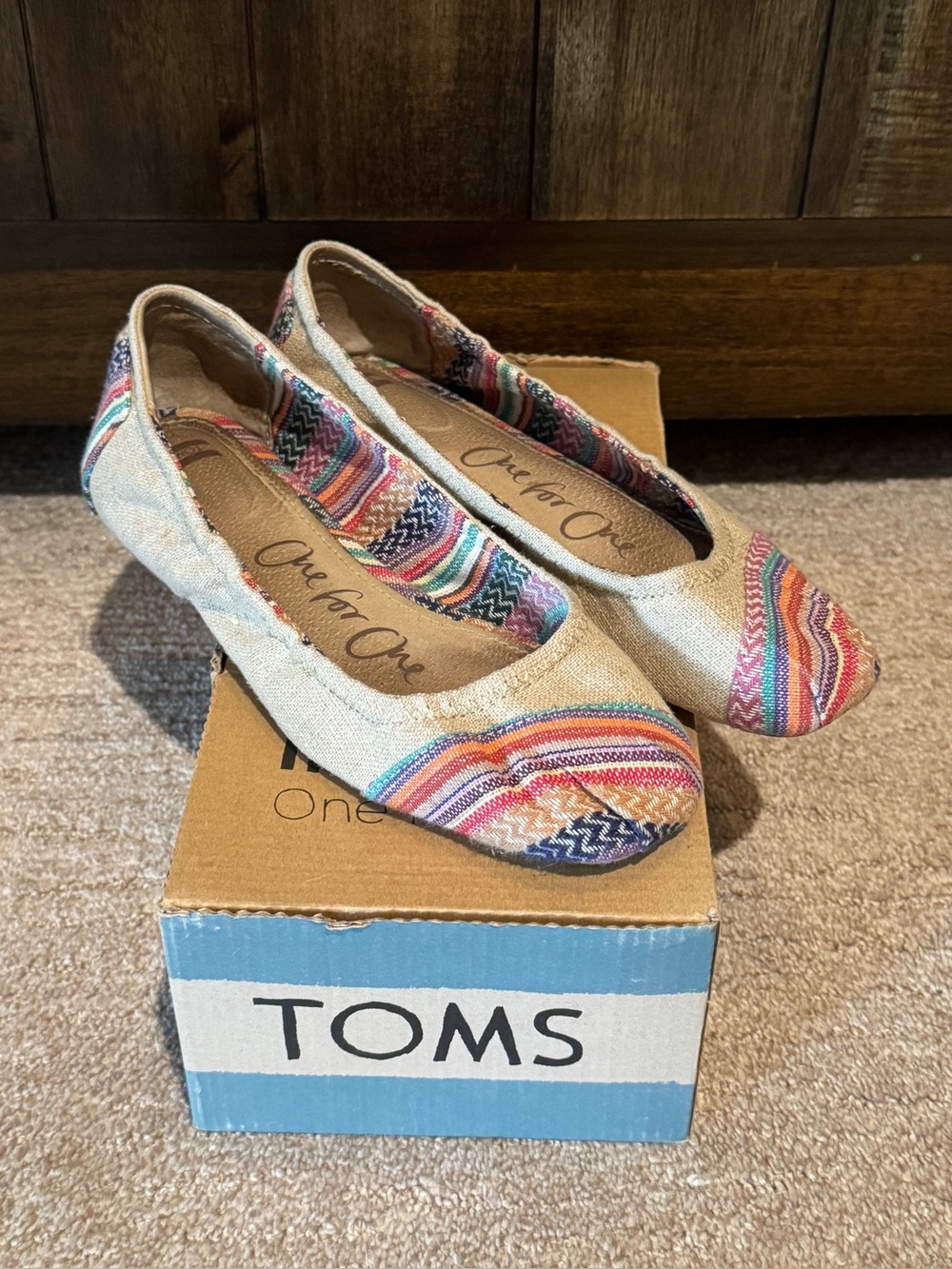 Toms Multicolor Tribal Canvas Slip-On Flats
